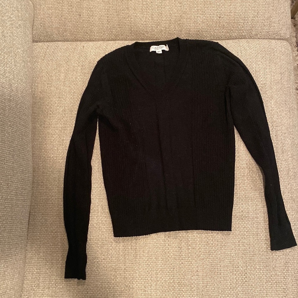 Calvin Klein classic black wool v-neck sweater